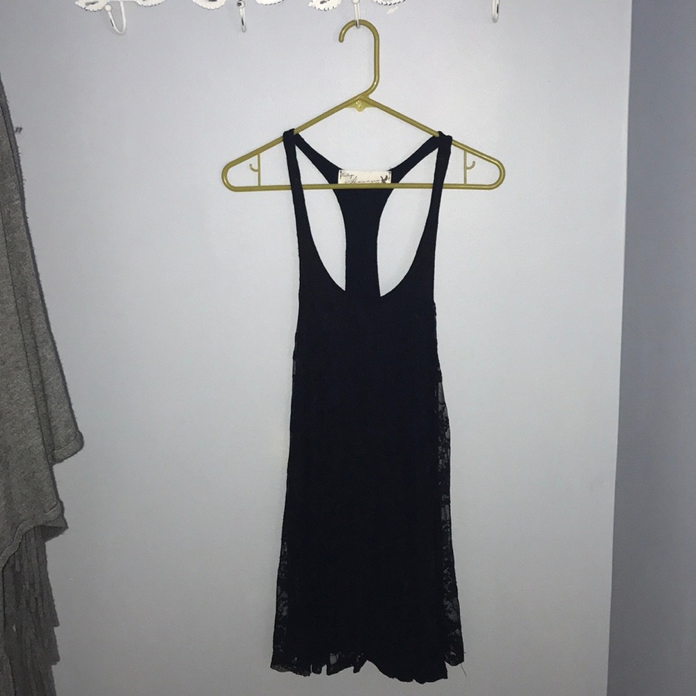 Black lace tank dress